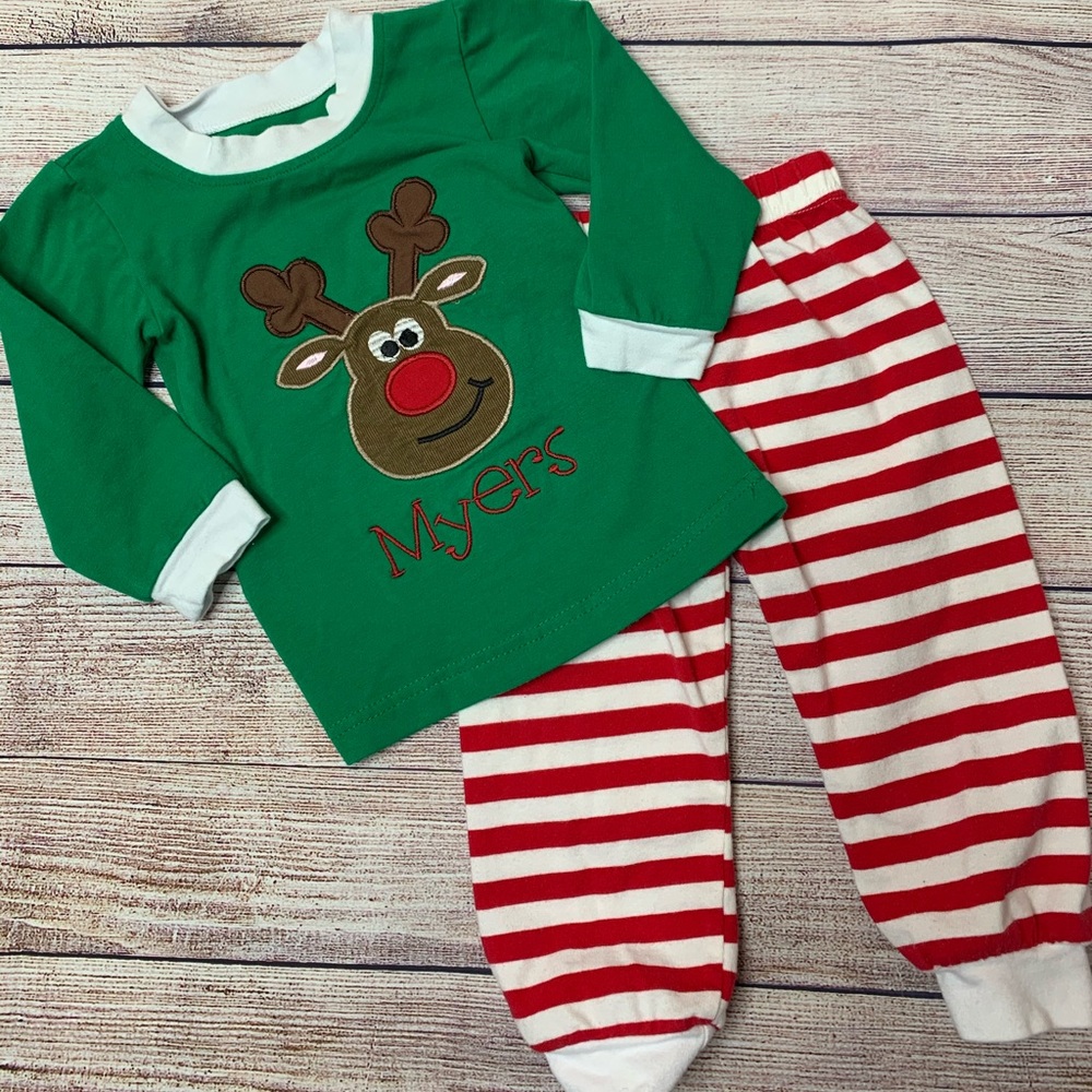 Myers Monogrammed Christmas Pajamas Rudolph